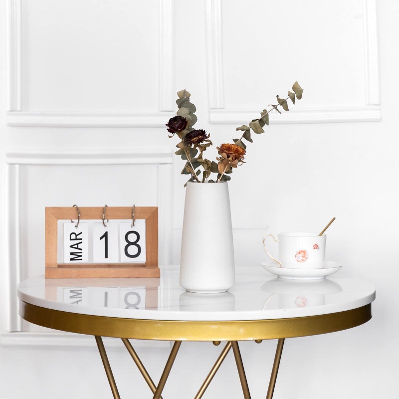 HUBUISH Ceramic Vase - Flower Vase Minimalism Style for Modern Table Shelf Home Decor  Fit for Fireplace Bedroom Kitchen Living Room Centerpieces Office Desk (Solid White  Big) - Image 4